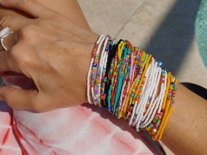 Snow White Serape Long Seed Bead Wrap Bracelet More Colors image 5