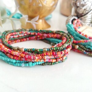 Canyon Seed Bead Wrap Bracelet With Turquoise Forest and - Etsy