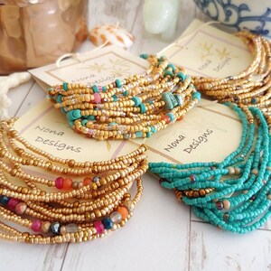 Sandstone Turquoise Long Seed Bead Wrap Bracelet, Necklace - Etsy