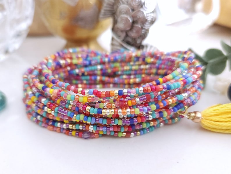 Trapeze Beaded Wrap Bracelet on Stretch Cord image 8