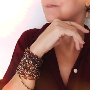 Garnet Long Seed Bead Stretch Bracelet, Necklace, January Birthstone Colors
