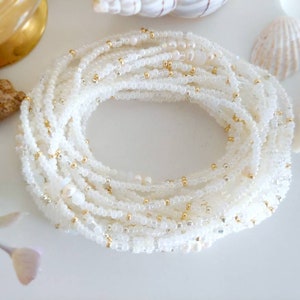 Venus Pearl, Moonstone and Crystal Extra Long Seed Bead Wrap Bracelet Wear as Necklace Bracelet and More image 4