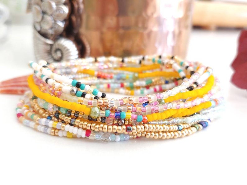 Seed Bead Singles Bracelet Sets for Layering and Stacking image 1