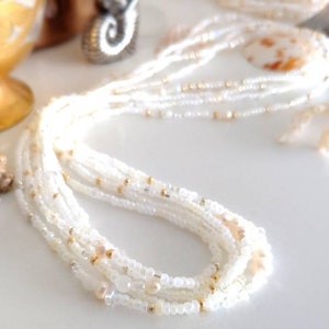 Venus Pearl, Moonstone and Crystal Extra Long Seed Bead Wrap Bracelet Wear as Necklace Bracelet and More image 2