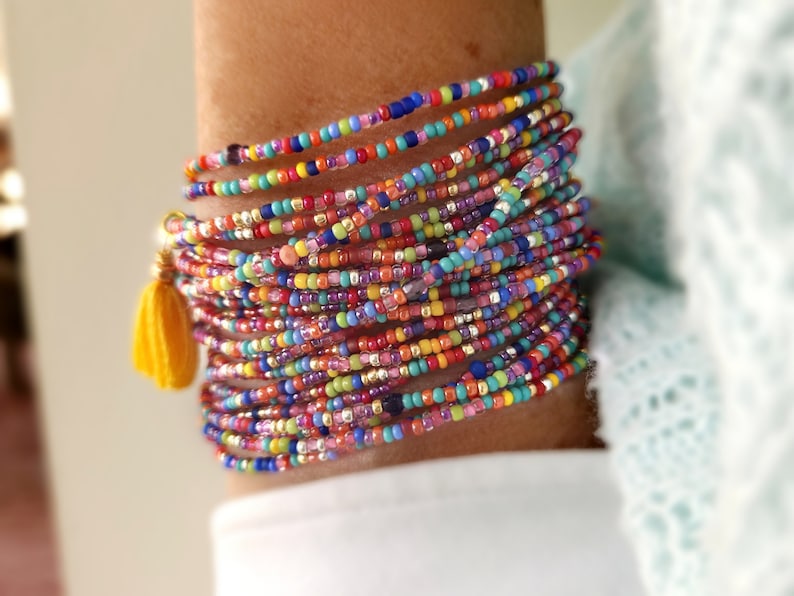 Trapeze Beaded Wrap Bracelet on Stretch Cord image 2