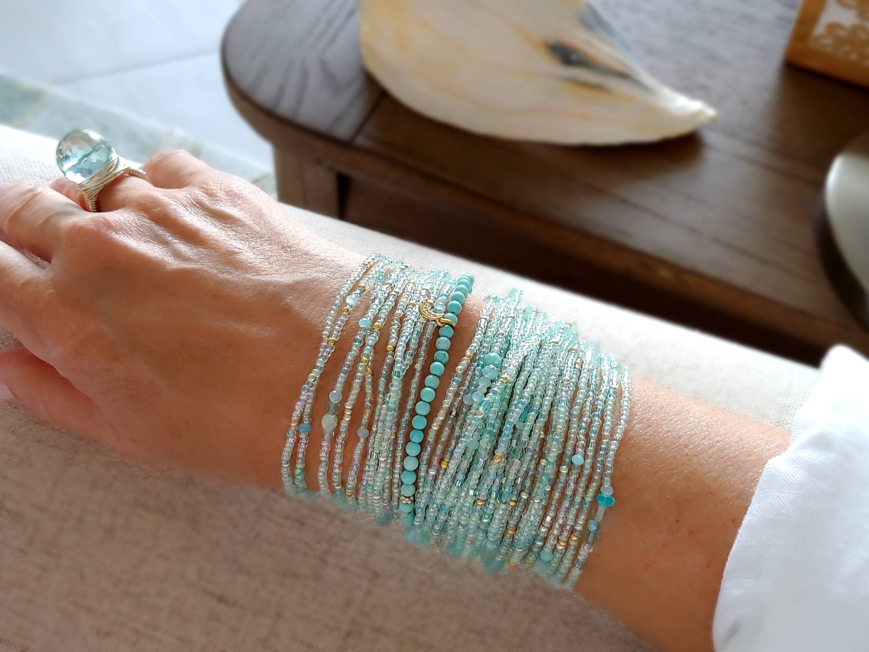 Ocean Blossom • Handmade Seed Bead Bracelets