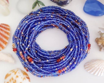 Jodphur Blues Long Seed Bead Wrap Bracelet, Necklace by Nonadesigns