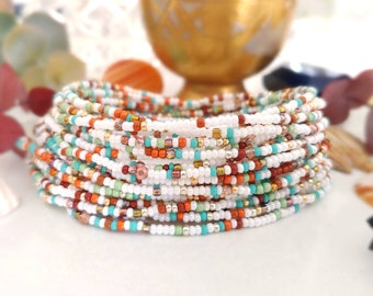 Winter Path Long Seed Bead Strand on Stretch Cord - Wear as Necklace or Bracelet