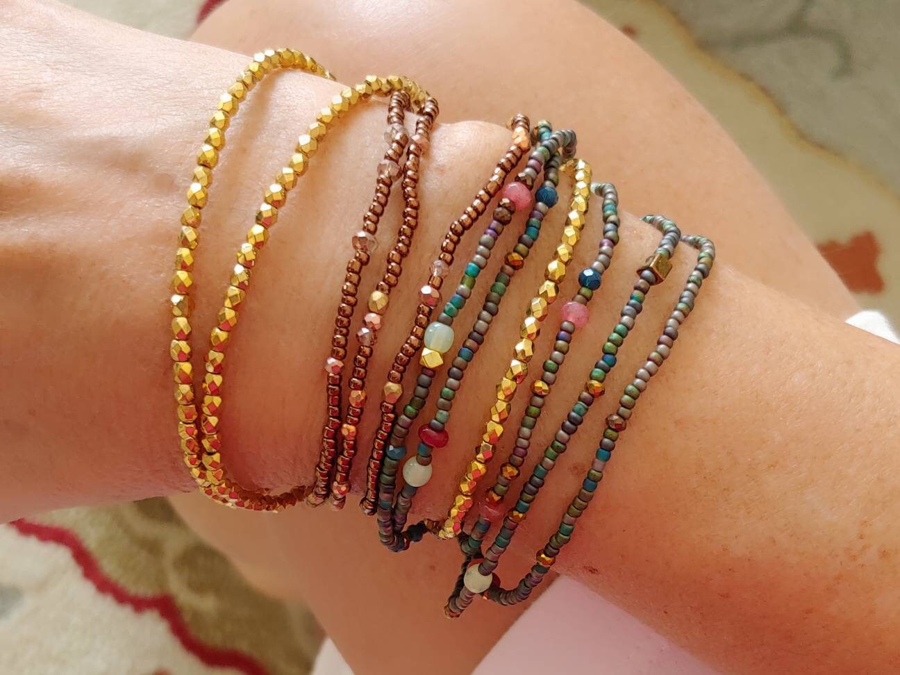 Juniper Berry 5 Wrap Beaded Bracelet Long Seed Bead Stack Etsy Denmark