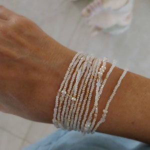 Venus Pearl, Moonstone and Crystal Extra Long Seed Bead Wrap Bracelet Wear as Necklace Bracelet and More image 7