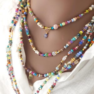 Nomaden Wickelarmband extra lang: Edelstein Halskette