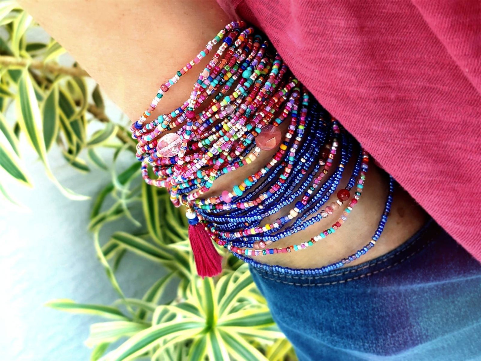 Fiesta Long Seed Bead Wrap Bracelet on Stretch Cord Best Etsy