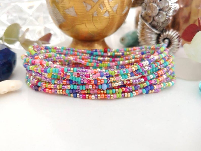 Trapeze Beaded Wrap Bracelet on Stretch Cord image 5