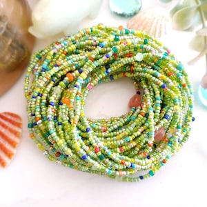 Margarita Long Beaded Wrap Bracelet or Necklace on Stretch Cord. Tassel Optional.