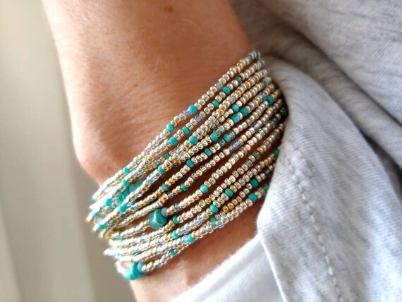 Long bracelet ou collier de perles turquoise de décembre - Etsy France