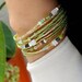 Peridot, Iolite and Pearl Extra Long Seed Bead Wrap Bracelet 