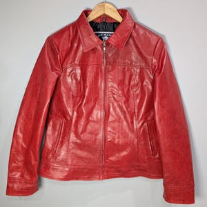 Classic Vintage Wine Red Genuine Leather Jacket Streetwear Retro Timeless Coat