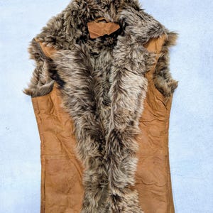 Vintage Shearling-Lined Brown Leather Vest