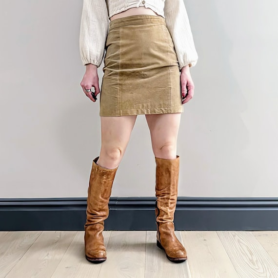Suede Skirt Leather Skirt 70s Handmade Vintage 70s-style High