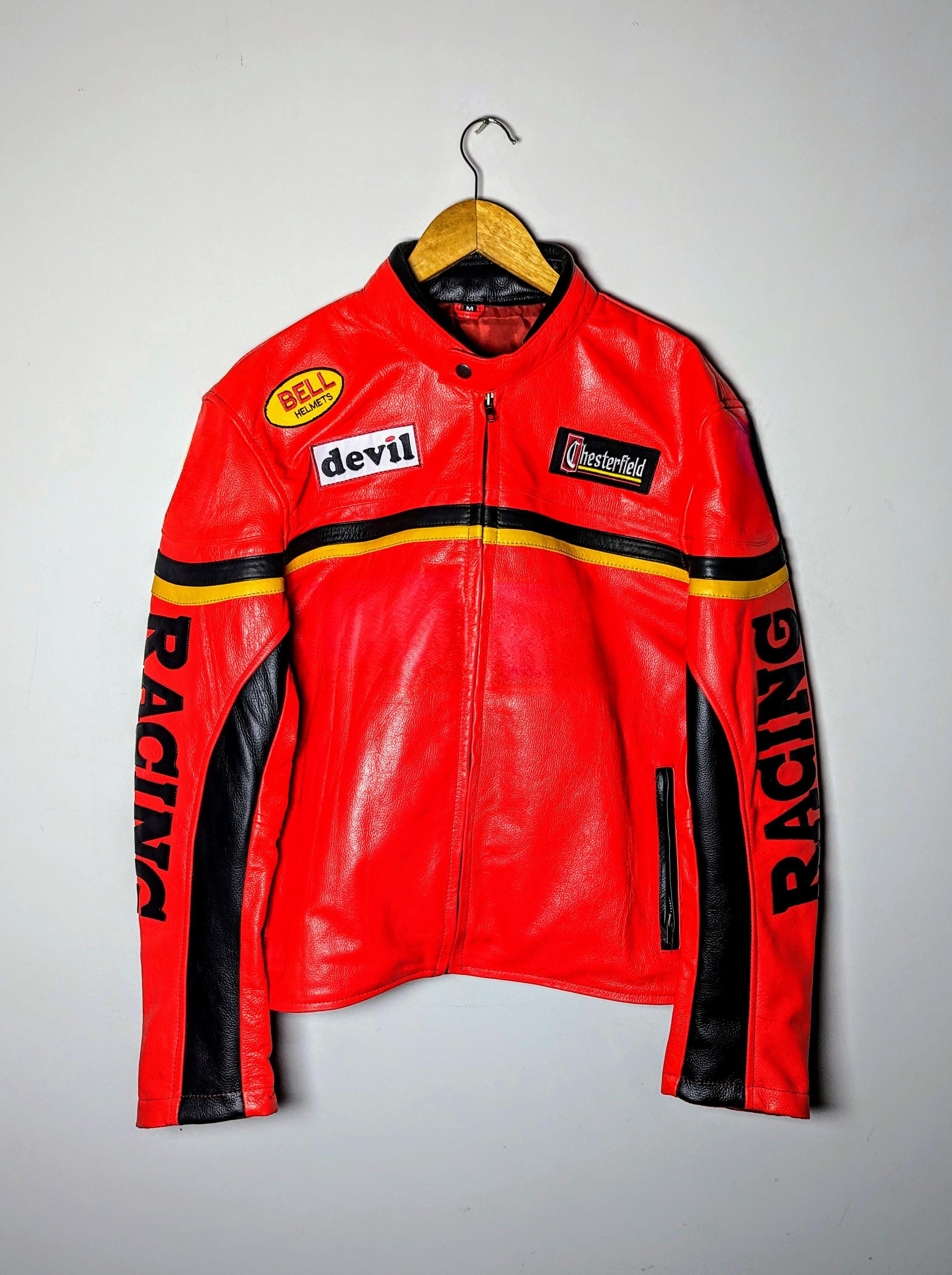 Vintage 90s Moto GP Leather Racing Jacket: Sponsor Patches - Etsy