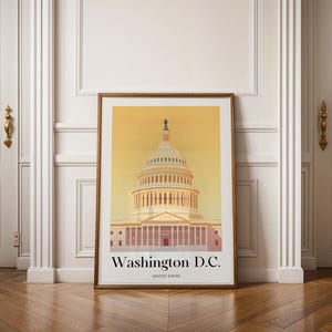 WASHINGTON D.C. - USA High Quality Travel Poster – Illustrated Giclée Wall Art Home & Office Décor, Hochzeitsgeschenk, Geburtstagsgeschenk