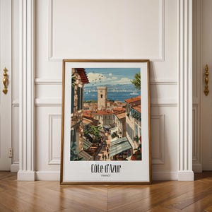 Côte d’Azur - FRANCE High Quality Travel Poster – Illustrated Giclée Wall Art for Home & Office Décor, Hochzeitsgeschenk,Geburtstagsgeschenk