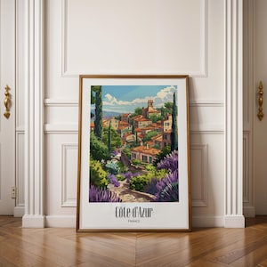 Côte d’Azur - FRANCE High Quality Travel Poster – Illustrated Giclée Wall Art for Home & Office Décor, Hochzeitsgeschenk,Geburtstagsgeschenk