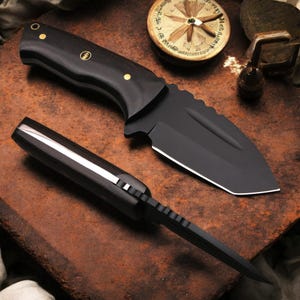 Rugged Hunting Knife, 8.75&quot; Full Tang, Exotic Ebony wood Handle , Ideal Gift for Him