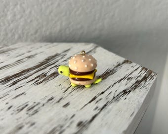 polymer clay burger turtle charm
