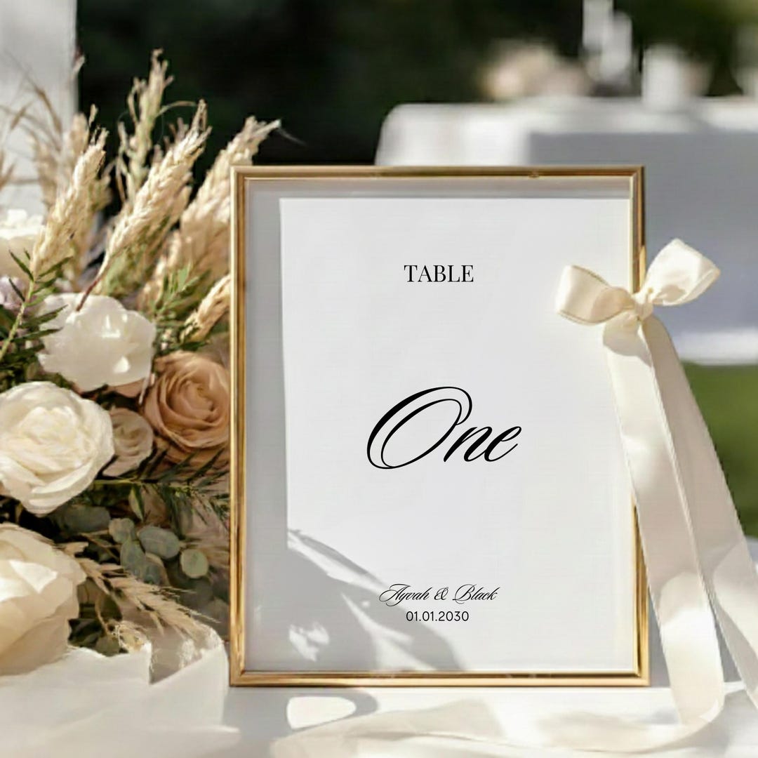 Elegant Script Table Number Template: Reception Table Numbers Signs ...