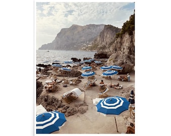 Capri Beach Club-tryck: Italiensk kustfotografi