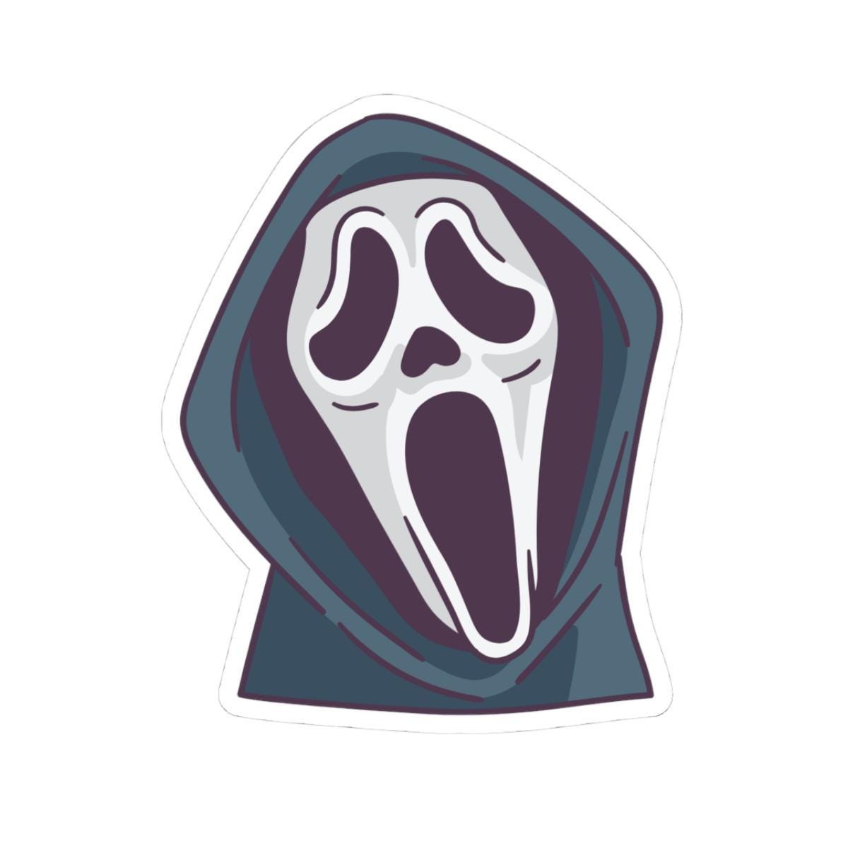 Chilling Ghostface Kiss-Cut Stickers, Halloween Decor, Laptop Accessories, Scary Movie Fan Gift, Unique Wall Art