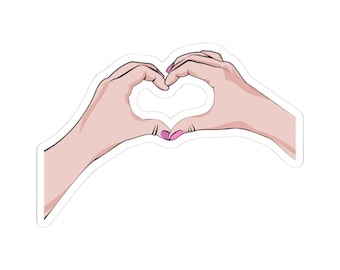 Heart Hands Kiss-Cut Stickers, Love Sticker, Laptop Decal, Cute Heart Design, Valentine’s Day Gift, Aesthetic Stickers