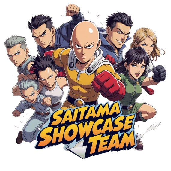 Saitama Showcase Team Poster One Punch Man Art Print Anime