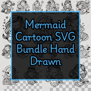 Zeemeermin cartoon SVG-bundel met de hand getekend