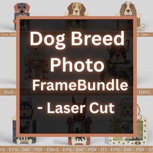 Custom Dog Breed Photo Frame Bundle - Personalized Laser Cut Wall Decor for Pet Lovers