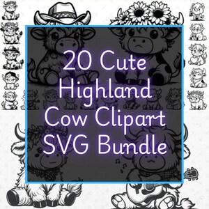 Cute Highland Cow Svg Bundle | Baby Cow Svg | Cow Png, | Floral Cute Cow Svg, | Svg Files For Cricut | Clipart and Cut Files