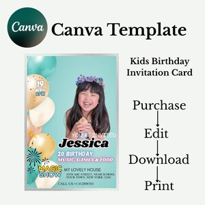 Kids Birthday Invitation Canva Template