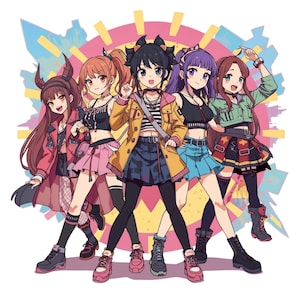 K-pop Inspired Anime Art Print | Digital Download PNG & JPG | Cute Kpop Girl Print | Fashionable Wall Art | K-pop Character Decor