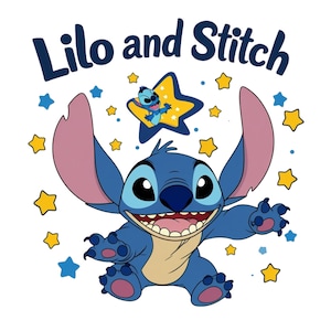 Lilo and Stitch Digital Art | Printable PNG & JPG File | Kids Room Decor | Disney Inspired Wall Art | Instant Download | Cute Cartoon Print