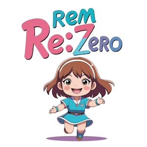 Rem Re:Zero Inspired Chibi Art Print | Digital Download PNG - JPG | Kawaii Anime Fan Art | Geeky Gift for Anime Lovers | Instant Download