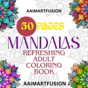 50 pages Relaxing Mandala Coloring Book, Coloring pages, Mandala Drawing, Mandala Design, Printable coloring pages, mandala coloring pdf Art