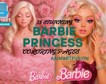 Princess Barbie Coloring Book: 50+ Printable Pages (PDF Download)