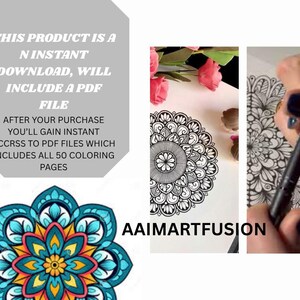50 Relaxing Mandala Coloring Pages: Stress Relief Art (PDF Download) - Etsy