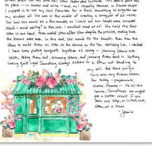 CARTAS DE PARIS por Janice MacLeod, Paris Flower Shops:, carta de abril sobre vê-la fazer um buquê de flores