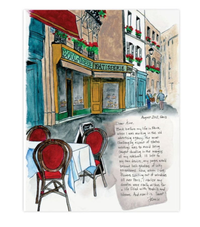 Paris Letter featuring the restaurant scenes that figured so prominently in Emily in Paris. The story, however, is about the flowers in Paris in August.