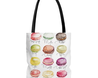 Macaron Tote Bag, Illustrated Tote Bag, Tote, Canvas tote bag, Cute tote bag, Grocery bag, Canvas bag