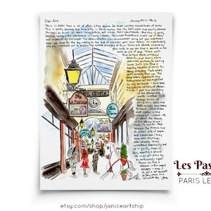 CARTAS DE PARIS por Janice MacLeod, Covered Passages, Janeiro, Uma carta sobre passear pelo labirinto de passagens cobertas de Paris