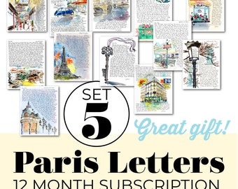 PARIS LETTERS: 12 month subscription of SET 5 of the best selling Paris Letters of all time