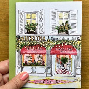 Cartão de Notas de Paris Angelina Café | Cartão em Branco | Papelaria | Cartão de Saudações | Cartão de Notas | Janice MacLeod